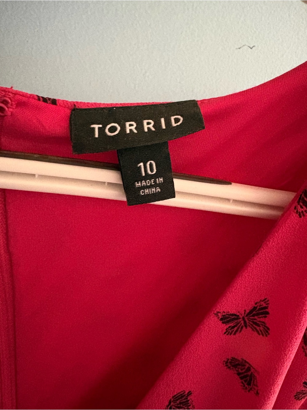 Torrid Hot Pink Dress with Black Butterfly Print - Picture 2 of 4